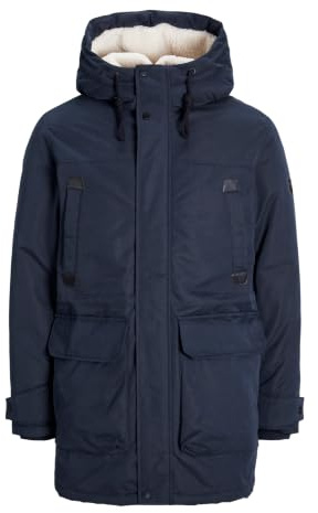 JACK & JONES Parka para hombre, azul marino, M