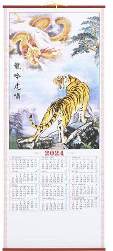 STOBOK Calendrier Mural Année Du Dragon Décoration Murale Chinoise Élégante Pour Bureau Et Maison Calendrier à Défilement Matériau Réutilisable Pour Offrir Des Vœux De Nouvel An