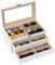 ProCase Caja Gafas, Expositor Gafas de Sol, Organizador Sunglasses 18 Compartimentos -Blanco