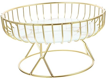PRETYZOOM Round Wire Fruit Basket Small Metal Storage Bowl Decorative Golden Basket for Kitchen Countertop Fruit and Vegetable Holder