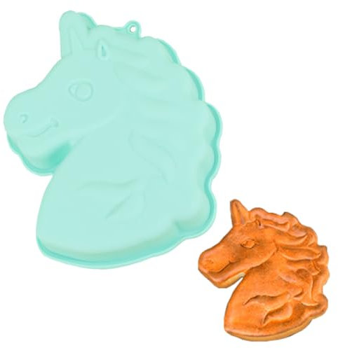 YEAPEAK Unicorn Baking Mould, Silikonformen Einhorn Backform, Einhorn Kuchenform Silikon, 3D Kuchenbackform für Einhornkuchen, Backen Kindergeburtstag Silikonform Für Party Geburtstage,Grün