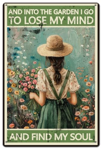 SUPERDANT Gargen Girl Tin Sign Girl Back View Metal Tin Signs Lose My Mind Find My Soul Metal Plaque Iron Wall Art Poster Man Cave for Bedroom Living Room Garden Wall Decoration