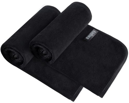 KinHwa Mikrofaser weiche Handtücher, Super saugfähiges Dickes Flauschiges Handtuch Dicke Handtücher (30cm x 50cm) schnell trocknende (für Bad, Spa, Fitnessstudio) 2er Pack Schwarz