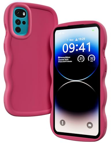 XINYEXIN Funda para Motorola Moto G22 / Moto E32 / E32s, Carcasa Marco de Ondas Forma Rizado Linda Silicona Líquida Antigolpes Bumper Case Cover - Rojo