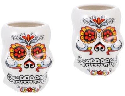 Mikinona Lot De 2 Tasses Et Mugs Uniques En Céramique À Thème Tête De Mort Pour Cocktail Fête Hawaïenne
