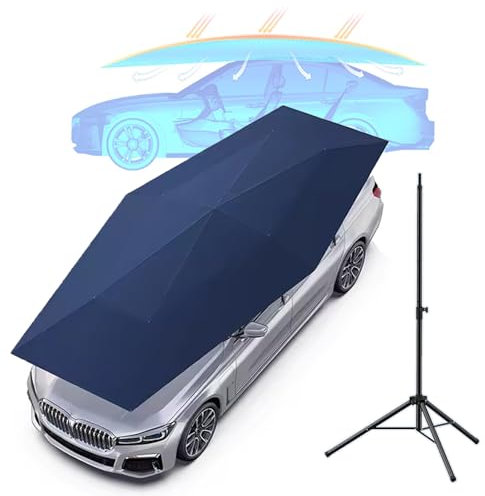 Cochera móvil Universal con Soporte para Exteriores, para protección Solar y sombrilla para Exteriores, Cubierta de Carpa para automóvil Completamente automática, cochera Plegable móvil, Azul 4,8 m