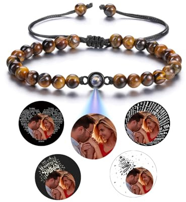 Jovivi Personalisiertes Armband mit Foto Bild Projektion Armband 100 Sprachen Ich liebe dich Armband Fotoarmband für Herren Damen Freundschaftsarmbänder Personalisierte Geschenke