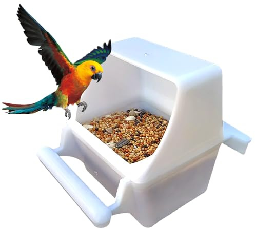 2 Pcs Bird Feeders, Bird Feeding Dish, Plastic Food Feeder Cup, Food Dispenser Bowl Cup, Birds Cage Feeding Bowls, for Budgies Canaries Cockatiels Finches Parakeets Seeds Foods Containers