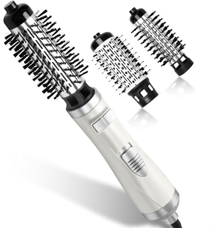 Air Styler 2 in 1 Hair Dryer Brush MogaWave Rotating Hair Dryer Brush with 2 Hot Hair Styler 38Mm / 50Mm, Hot Air Brush with 360℃ Airflow Rotation Blowdry Brush Hair Stylers for Women