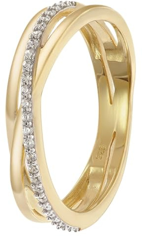 trendor Damenring 925 Silber Vergoldet mit Zirkonias zauberhaftes Accessoire für Frauen, wunderschönes Schmuckstück, 28012-54 Ringgröße 54/17,2