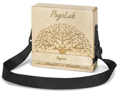 POGOLAB Cajon de voyage multi-tons, cajon box drum portable avec sac de transport et sangle, cahon en bouleau avec motif artisanal, instrument de percussions cadeau pour débutant