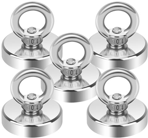 Teokantz 5 pezzi Ø 32 mm magnete con occhiello, gancio magnetico extra forte 36 kg/79 LBS, magneti al neodimio extra forti, gancio magnetico forte grande