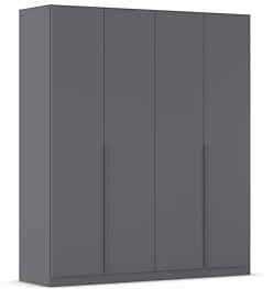 Rauch Möbel Alabama, Kleiderschrank, Farbe Grau metallic, Breite 181 cm | Schrank, 4-türig, Zubehör Premium, für Schlafzimmer, Kinderzimmer, Garderobe, Flur