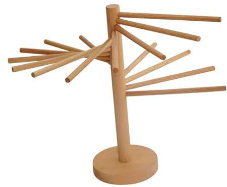 Mipcase Séchoir à Spaghettis en Bois Beige Solide et Pratique pour Maison ou Restaurant, Support de Séchage Simple et Moderne pour Pâtes Fraîches