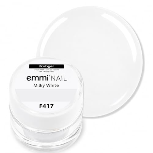 Emmi Nail Farbgel | UV/LED-Gel für brillante Farbintensität | Hohe Deckkraft, mittelviskos & selbstglättend | Kein Verlaufen in Nagelränder | 5 ml – Milky White