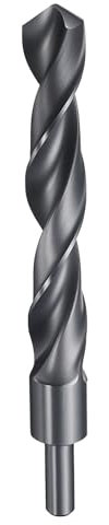sourcing map Punta da trapano da 25 mm, codolo ridotto, rotonda, 4241, in acciaio ad alta velocità, nero, 118°, punta standard per plastica, legno, rame, alluminio, ferro, metallo medio morbido