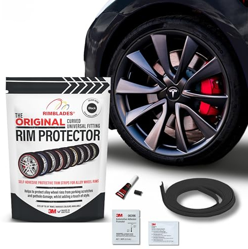 Rimblades Original Alloy Wheel Rim Protector – Single Strip (1 Wheel) – DIY Fit for Up to 24 Wheels – Durable Self-Adhesive Rim Protection – 9 Colours Available (Black)
