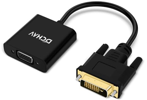DCHAV Adaptador DVI-D macho a VGA hembra con cable de extensión de 0,12 m de 24 + 1 pin DVI-D a VGA, convertidor de vídeo 1080P para monitor, ordenador, proyector