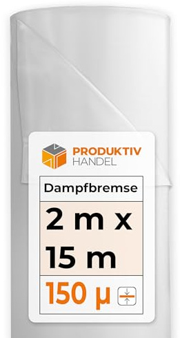 Dampfbremsfolie Rolle 2m x 15m | LDPE Folie reißfest 150 µ | transparente Folie | passt perfekt unter Trittschalldämmung | Dämmungsfolie als Feuchteschutz