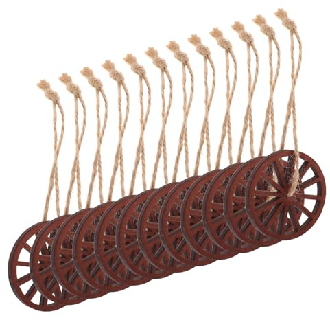 Healifty 12 Ruedas de Madera Vintage para Colgar en Pared Estilo Rústico Occidental, Decoración Fácil de Instalar y Material Resistente para Sala y Bar