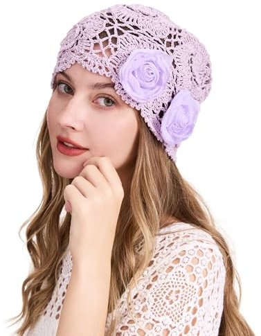 ZLYC Damen Sommer Strickmützen Handgemacht Häkelmütze Slouch Beanie Mütze | Baumwolle Atmungsaktives
