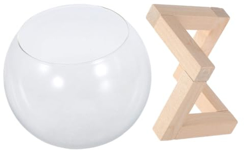 VILLFUL Hydroponisches Terrarium mit Glasbehälter und Holzständer Vielseitiger Desktop Pflanzentopf für Sukkulenten Pflanzenvermehrungsstation Dekoratives Mikrolandschafts Glasgefäß für