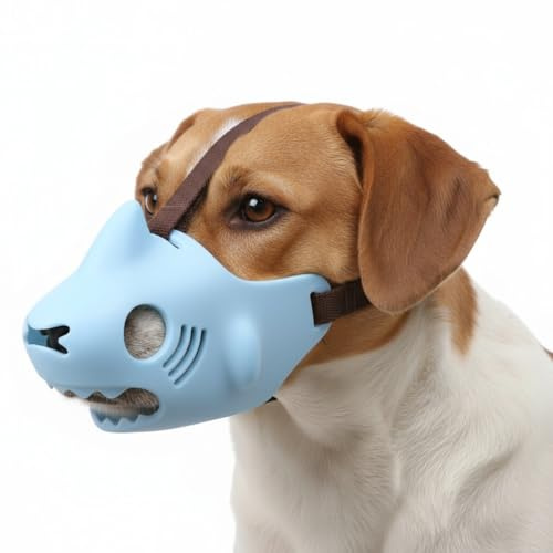 Bozal para Perros, bozal con Correas Ajustables, Bozal de Canasta para Perros Pequeños, Medianos y Grandes, Prevención de Ladridos, Mordeduras y Masticaciones (Azul, L)