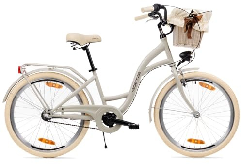 Goetze Style 24 Zoll Kinderfahrrad, 14 Zoll Tiefeinsteiger-Rahmen, 3-Gang Nabenschaltung, Rücktritt- und V-Bremse, LED-Beleuchtung, Korb, Gepäckträger, Schutzbleche, Komfortsattel, Seitenständer!