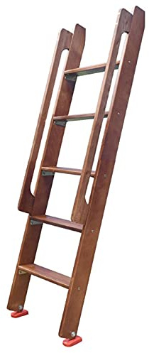 GAOzhenq 49/59 Inch Wood Loft Ladder with Grab Handle, Brown Twin Bunk Ladders for Library RV Children's Bedroom Dormitory, Double Elevated Bed (Size : 1.5m/5ft tall)