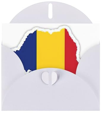 Pyjwyfmy Romania Flag Map Print Pearlized Greeting Cards Set,Blank Inside Birthday Cards And Envelopes,Thank You Cards