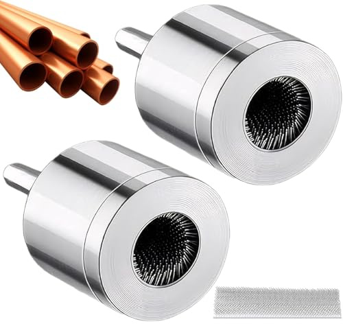 Creboo 2PCS Copper Pipe Cleaner for Drill,15+22MM Pipe Cleanning Tool Metal Copper Pipe Cleaner, Full-Metal Pile Head Cleaner Brush for Electric Drill Bit Cleaning