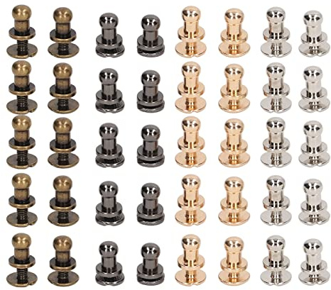 ZenithAur 40 tornillos Chicago con instalación simple de destornillador para bolsos y cinturones de cuero de bricolaje, que proporcionan una sujeción fuerte, remaches de latón de
