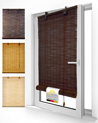 Sol Royal Bambusrollo ohne Bohren mit Klemmfix & Kindersicherung Holzrollo | 80 breit 80x220cm Braun Sichtschutz Rollo Raffrollo Bambus Jalousien innen & außen für Fenster und Türen Holzjalousie B86