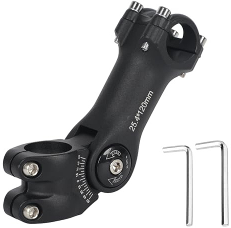 Cykel justerbar stam, 25,4 mm 31,8 mm 0 ± 60° aluminiumlegering justerbar MTB-styrstam riser, korta styrstammar för mountainbikes, vägcykel, BMX, cykling (25,4 x 124 mm)