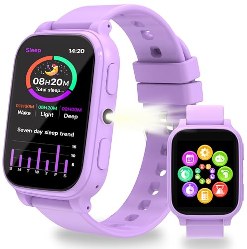 Reloj Inteligente Niño Podómetro, Monitor de Sueño, Pulsera Actividad | 1.8 hd, 18 juego, linterna, despertador, impermeable, regalo niña niños 3-14 años