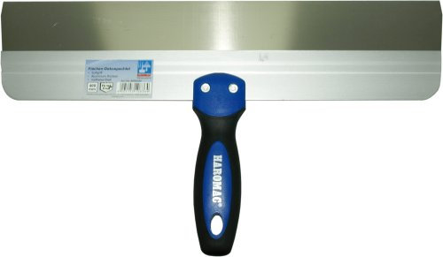 HAROMAC Flächen-Dekospachtel, 400mm, Softgriff & Alurücken, rostfreier Edelstahl, Fassadenspachtel, Flächenspachtel