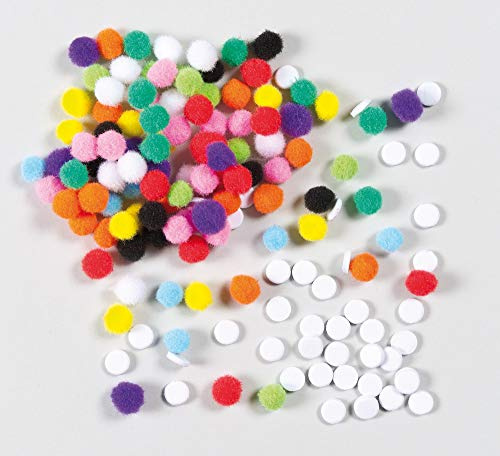 Baker Ross Lot de 200 Pompons Autocollants - Idéal pour la décoration de cartes, les collages et les loisirs créatifs