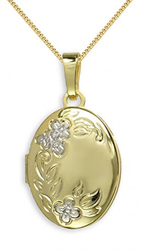 HausderHerzen.de Medaillon 333 Gold Oval Anhänger+Kette