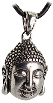 Buddha Kopf Anhänger Kettenanhänger Silber Edelstahl Schmuck