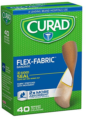 CURAD Flex-Fabric Adhesive Bandages 3/4 x 2 1/2 Superior Wound Care - Pack of 40-1 Box