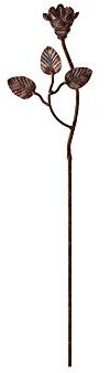 Metal Flower Garden Stakes - Designed to rust - Sold in packs of 3 - Decorative Garden Flower Stakes (Rose with Leaf - Pack of 3)