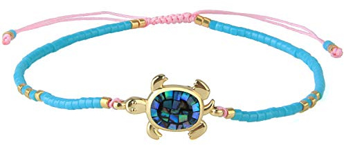 KELITCH Abalone Muschel Perlenarmband Verstellbare Schildkröte Anhänger Rocailles Wickelarmband Freundschaft Armreifen Schmuck