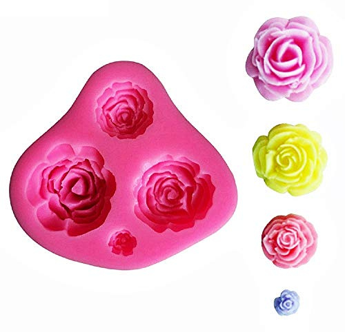 Stampo in silicone 4 rose decorazioni floreali per sapone gesso resina idea regalo romantica per dolci bomboniere feste e cucina creativa
