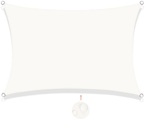 SUNNY GUARD Vela ombreggiante Impermeabile 2x4m Tenda a Vela Rettangolare,Tenda da Sole per Esterno Protezione Raggi UV per Giardino Esterno terrazza, Crema