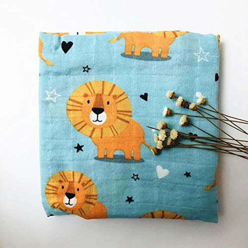 JxLinAAHH Newborn Organic Cotton Bamboo Baby Blanket Muslin Swaddle Wrap Feeding Burpy Towel Scraf Bibs Muslin Big Diaper 1PC,lion Bamboo