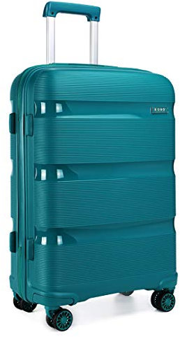 KONO Hartschalenkoffer Mittelgroß 65cm Reisekoffer mit TSA Schloss und 4 Rollen Leicht Modisch und Verschleißfest Polypropylen Rollkoffer, 65x44x27cm, 66 Liter (Türkis Grün, L)
