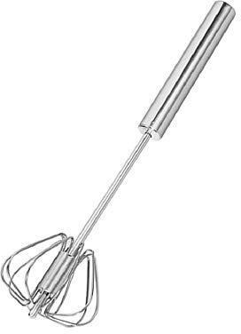 Schneebesen aus Edelstahl, Hand-Push-Schneebesenmixer, halbautomatischer Schneebesen, Mixer, Eier, Milchaufschäumer, rotierender Schneebesen zum Mischen, Schneebesen, Schlagen und Rühren (35,6 cm)
