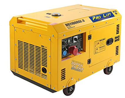 Pro-Lift-Werkzeuge Notstromaggregat 10kVA Super Silent 8000W 230V + 400V Stromerzeuger 4-Takt-Dieselmotor luftgekühlt Stromaggregat Starkstrom Eletro-Starter Generator leise Diesel Notstromaggregat