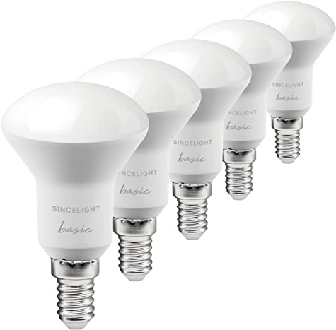 SINCELIGHT LED R50 Reflektorlampe Glühbirne, mit E14/SES-Sockel, nicht dimmbar, 450 Lumen Ersetzt 50 Watt Halogenlampen, 120° Ausstrahlungswinkel, Warmweiß - 2700 Kelvin, 5er-Pack