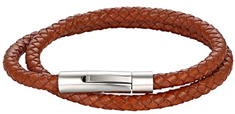 Flongo Lederarmband Partnerarmbänder Freundschaftsarmbänder Leder Armband Armreif Geflochten Kordelkette Schwarz Braun Weiß Kaffebraun Blau Rot